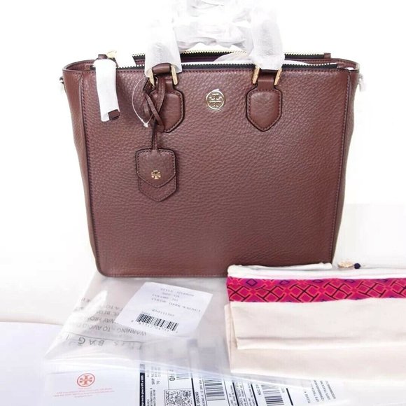 NWT Tory Burch Robinson Large Leather Tote BROWN - Picture 4 of 12